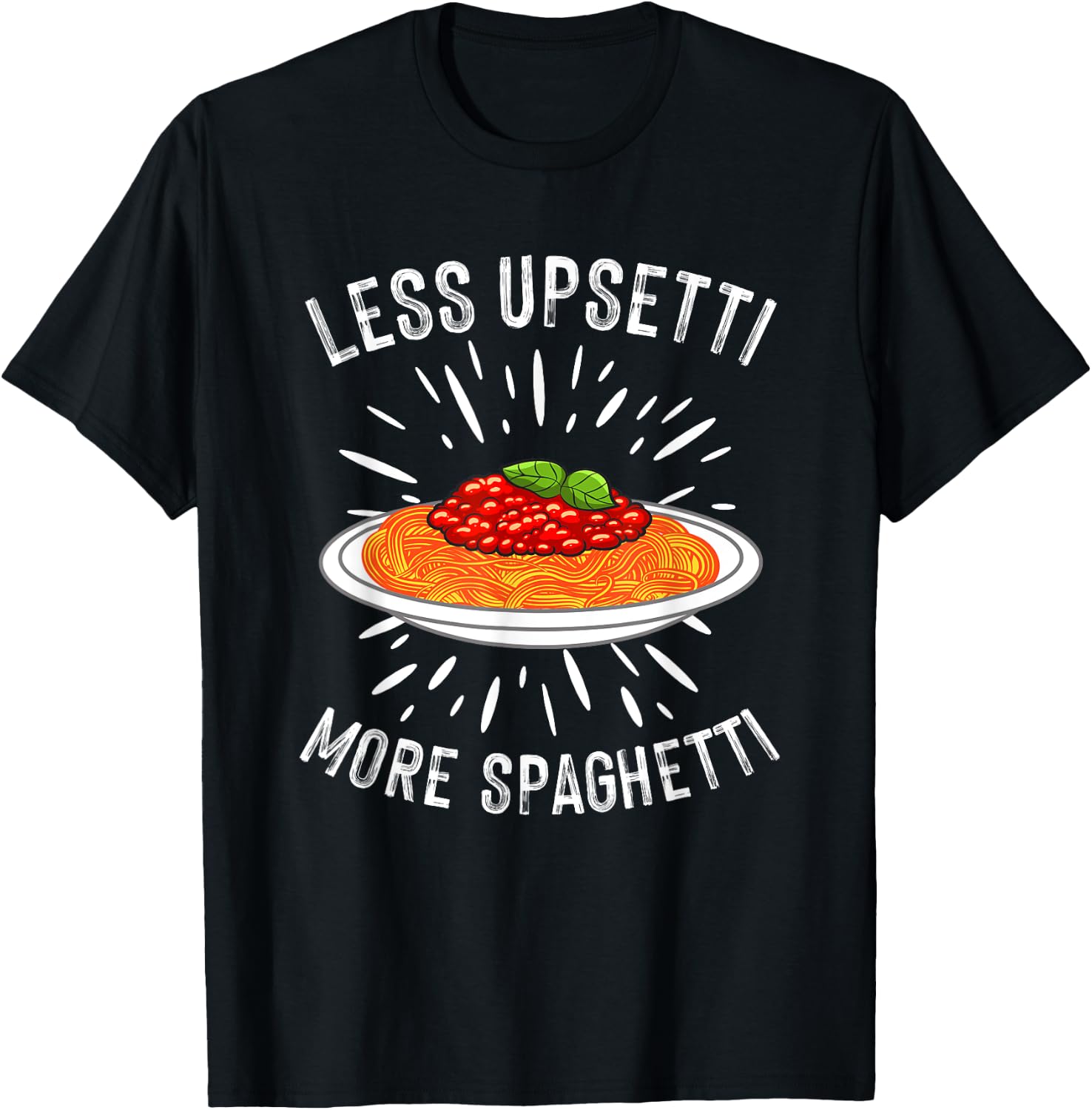 Funny Spaghetti Design Pasta Lover Men Women Italian Foodie T-Shirt - T-Shirt | Black