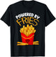 Powered By Fries Funny French Fry Fitness Trainer Gym Carbs T-Shirt - T-Shirt | Black
