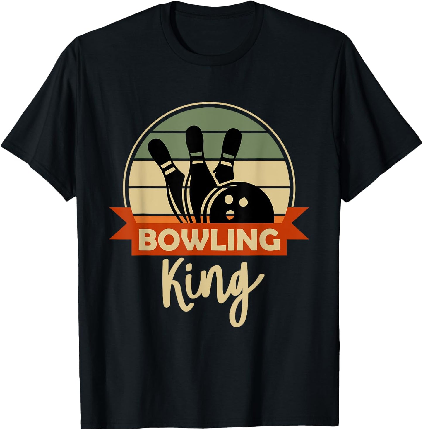 Bowling King Funny Bowling Ball Motif Bowler T-Shirt - T-Shirt | Black
