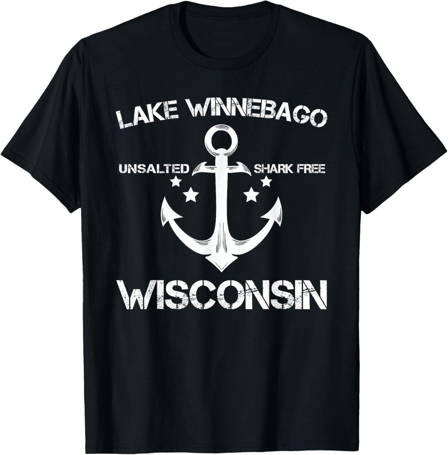 LAKE WINNEBAGO WISCONSIN Funny Fishing Camping Summer Gift T-Shirt - T-Shirt | Black