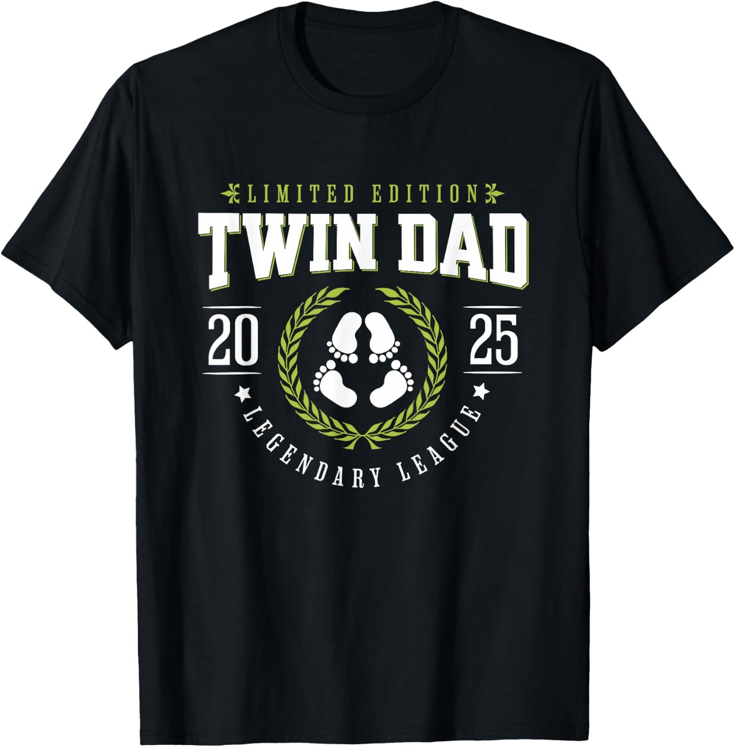 Twin Dad Est 2025 New Father Daddy T-Shirt - T-Shirt | Black
