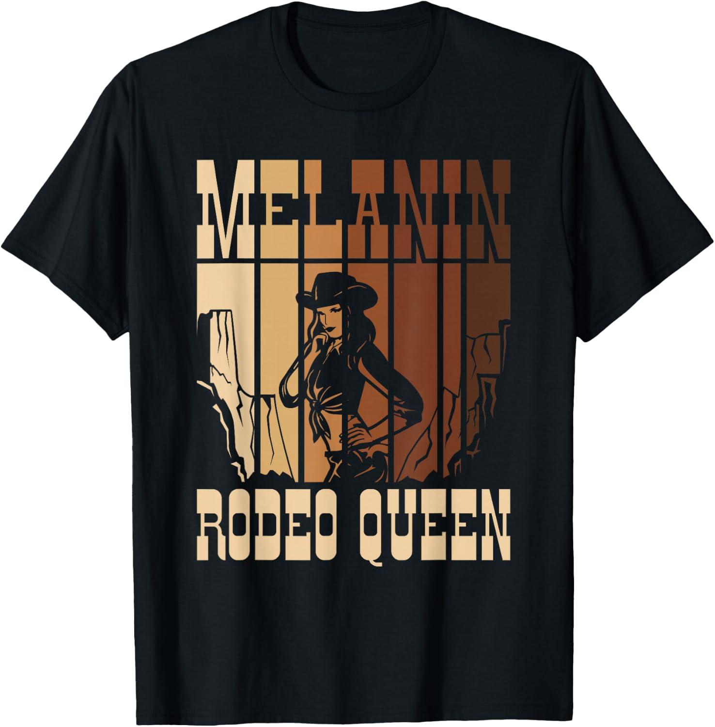 Melanin Rodeo Queen Country African American Cowgirl T-Shirt - T-Shirt | Black