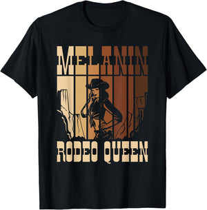 Melanin Rodeo Queen Country African American Cowgirl T-Shirt - T-Shirt | Black