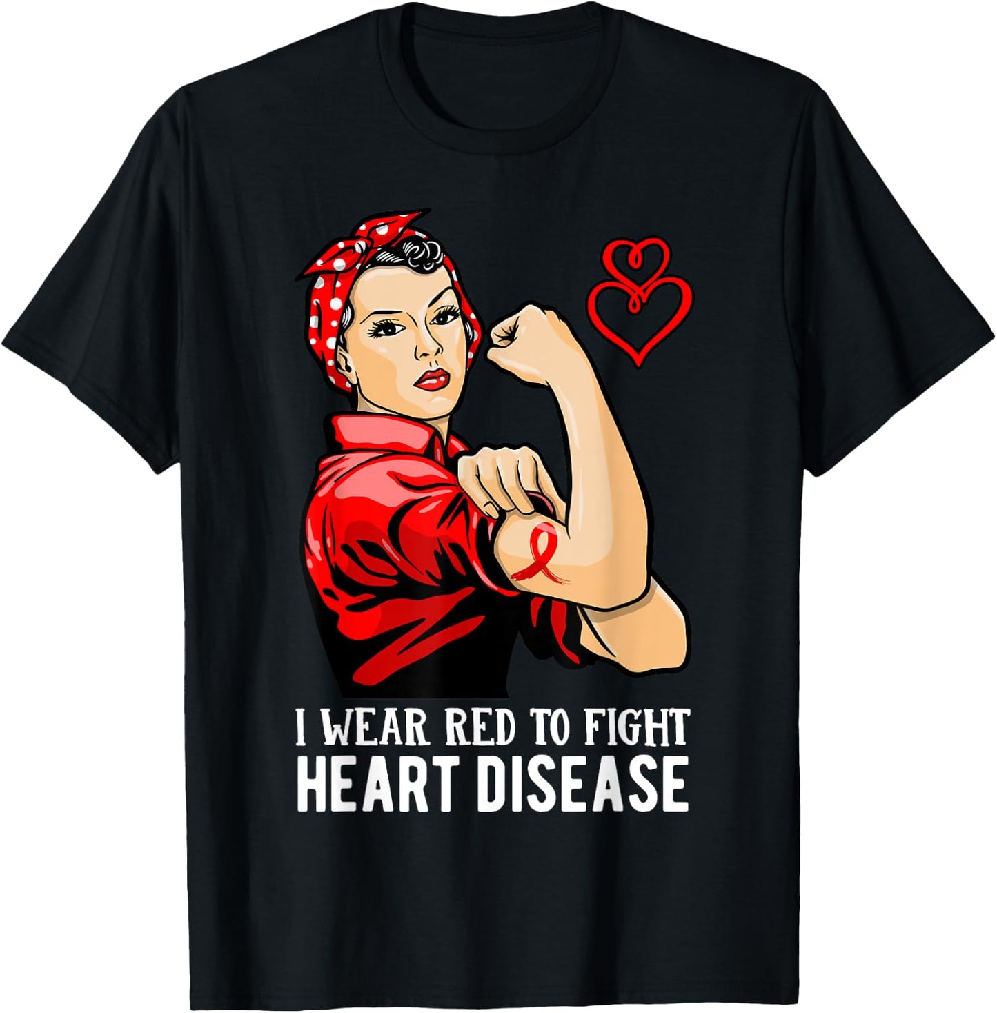 Warrior I Wear Red to Fight Heart Disease Awareness T-Shirt - T-Shirt | Black