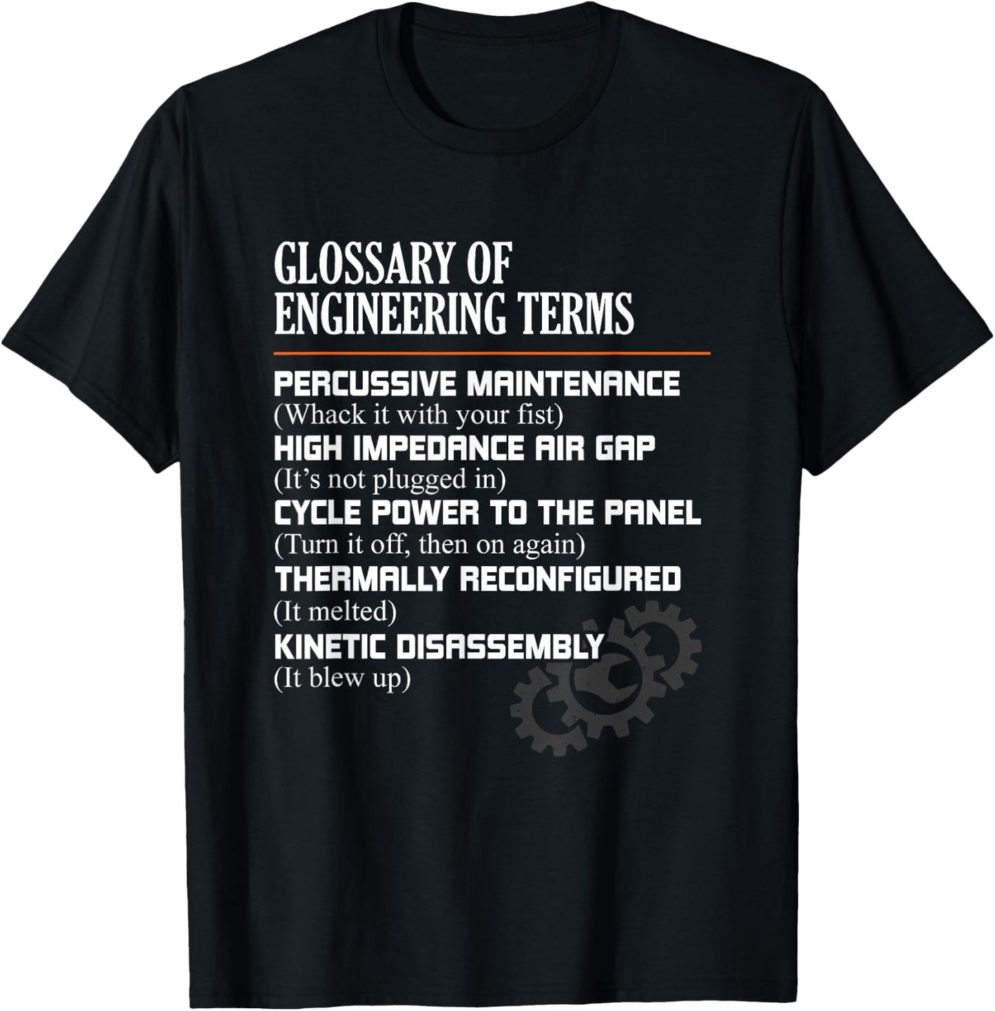 Glossary of Engineering Terms Funny Engineer Definitions Small T-Shirt - T-Shirt | Black