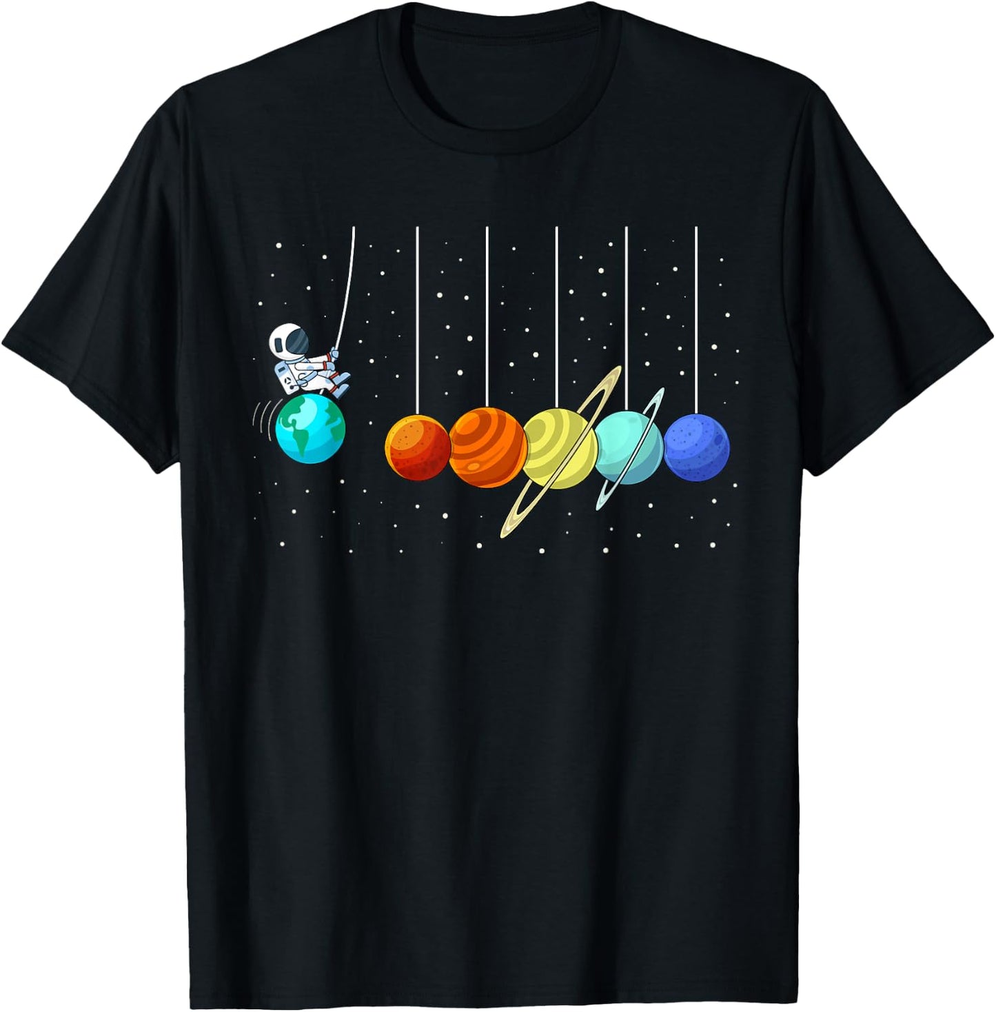 Funny Astronaut Swing Planets Solar System Space science T-Shirt - T-Shirt | Black
