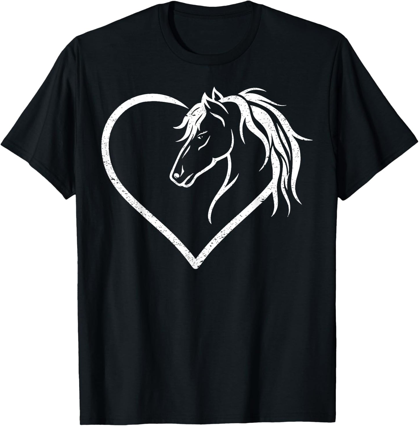 Horse Head with a Heart - Riding Horse Small T-Shirt - T-Shirt | Black