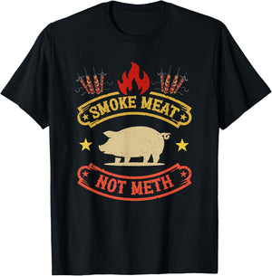 BBQ Grill Smokes Meat Not Meth Anti Drug Barbecue Grilling T-Shirt - T-Shirt | Black