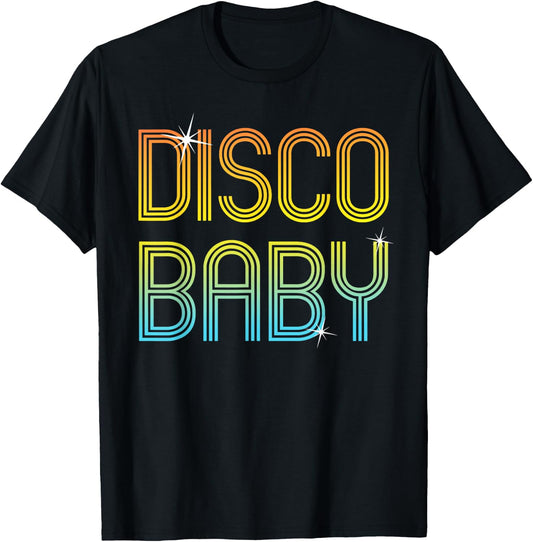 Vintage Retro Disco Baby 70s 80s Family Party Dance Theme T-Shirt - T-Shirt | Black
