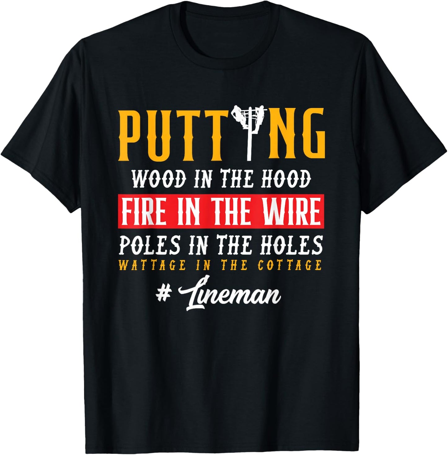 Funny Lineworker American Lineman Electric Cable Lineman T-Shirt - T-Shirt | Black
