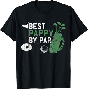 Funny Best Pappy By Par Father's Day Golf Lover Golfer T-Shirt - T-Shirt | Black