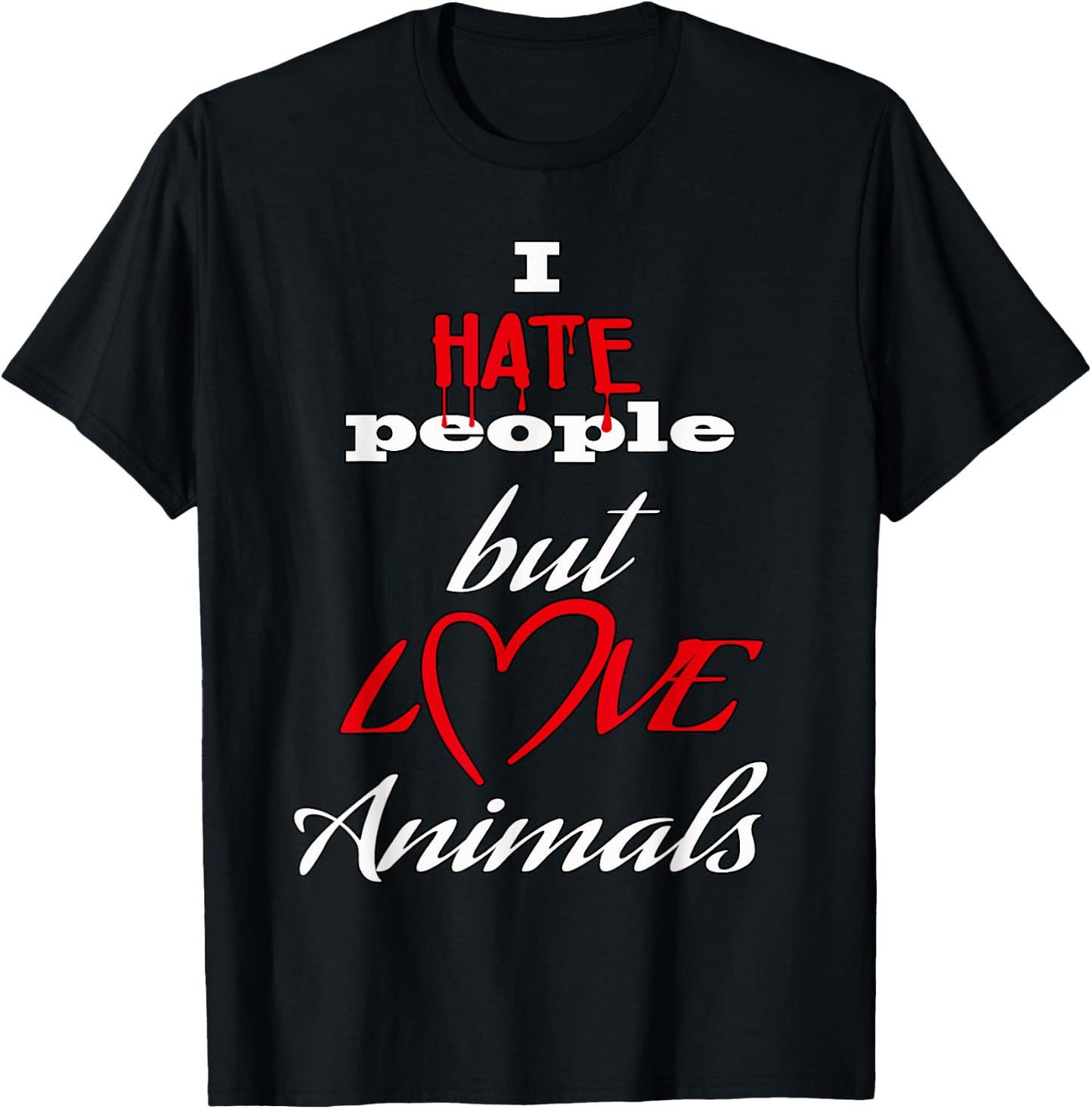 I hate people but love animals dog cat animals animal friend Women Kids T-Shirt - T-Shirt | Black