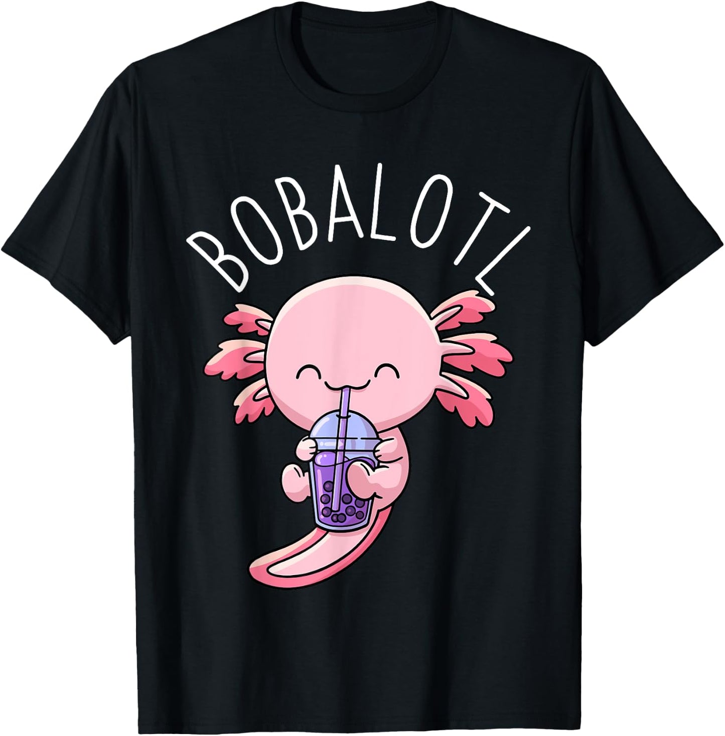 Bobalotl Axolotl Boba Tea Bubble Milk T-Shirt - T-Shirt | Black