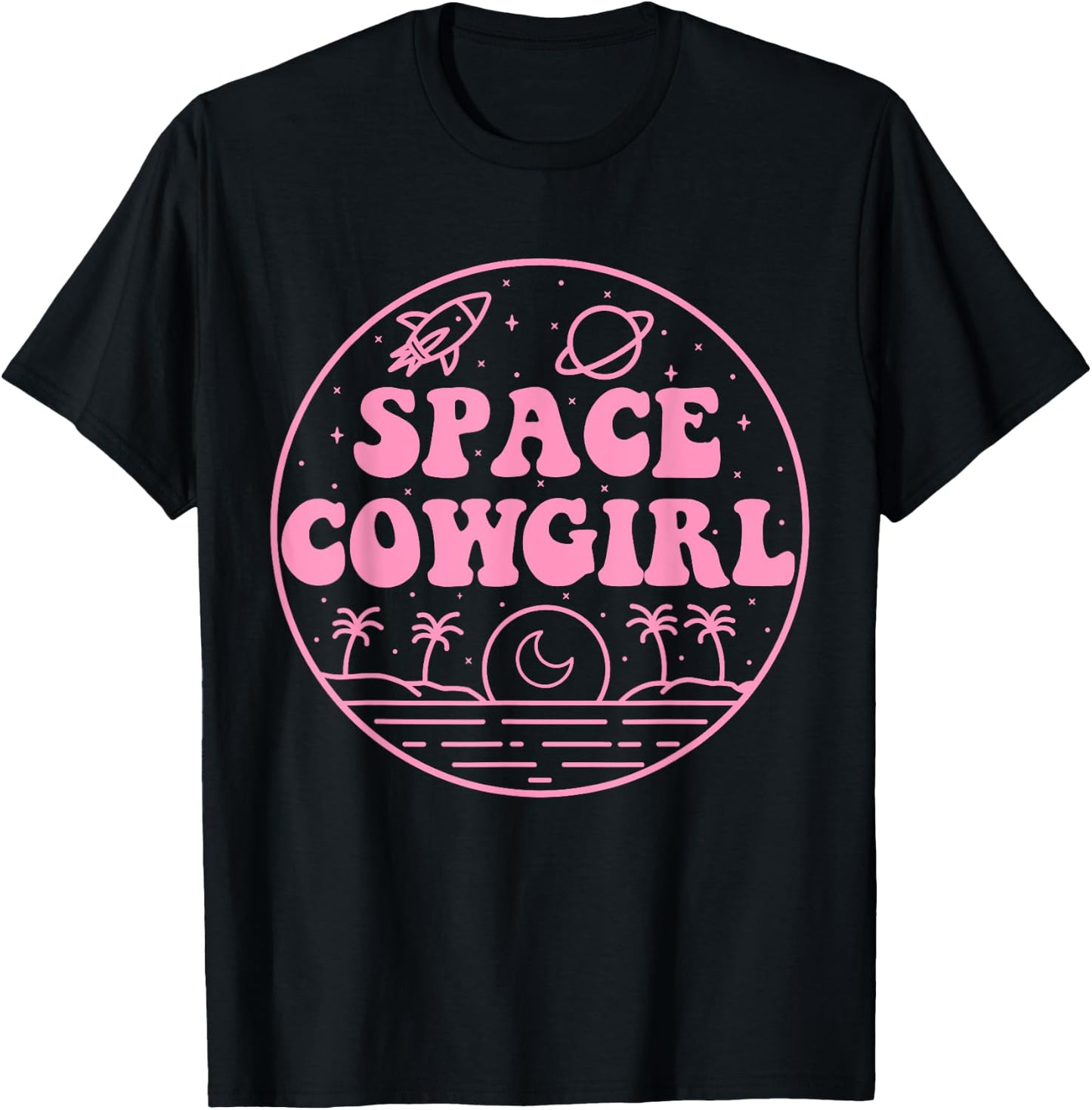 Space Cowgirls Bachelorette Party Rodeo Western Aesthetic T-Shirt - T-Shirt | Black