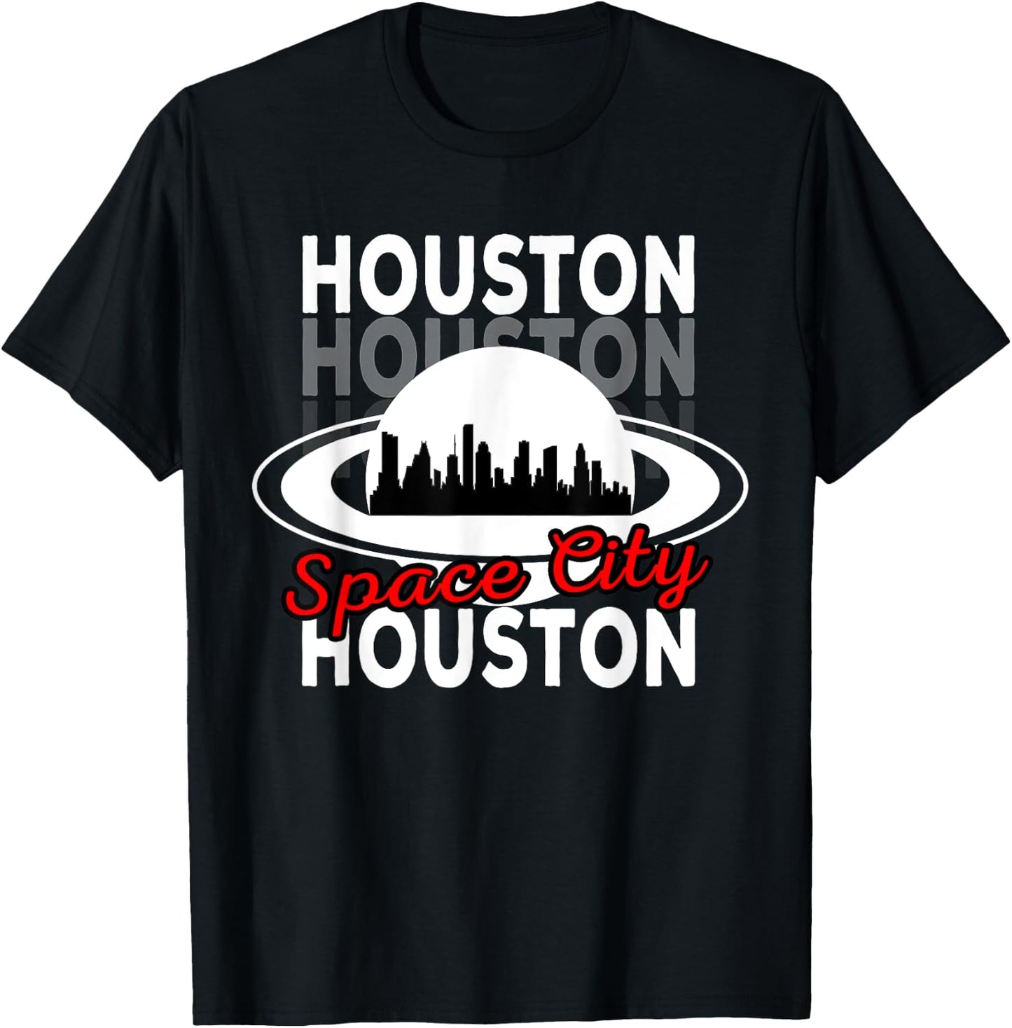 Houston Skyline Silhouette Houston Texas Space City T-Shirt - T-Shirt | Black