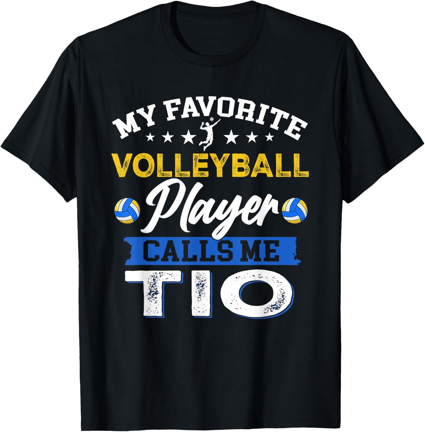My Favorite Volleyball Player Calls Me TIO USA Flag T-Shirt - T-Shirt | Black