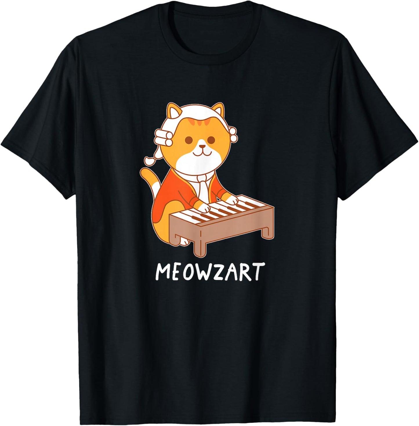 Meowzart Cat Pun Classical Music Piano Funny T-Shirt - T-Shirt | Black