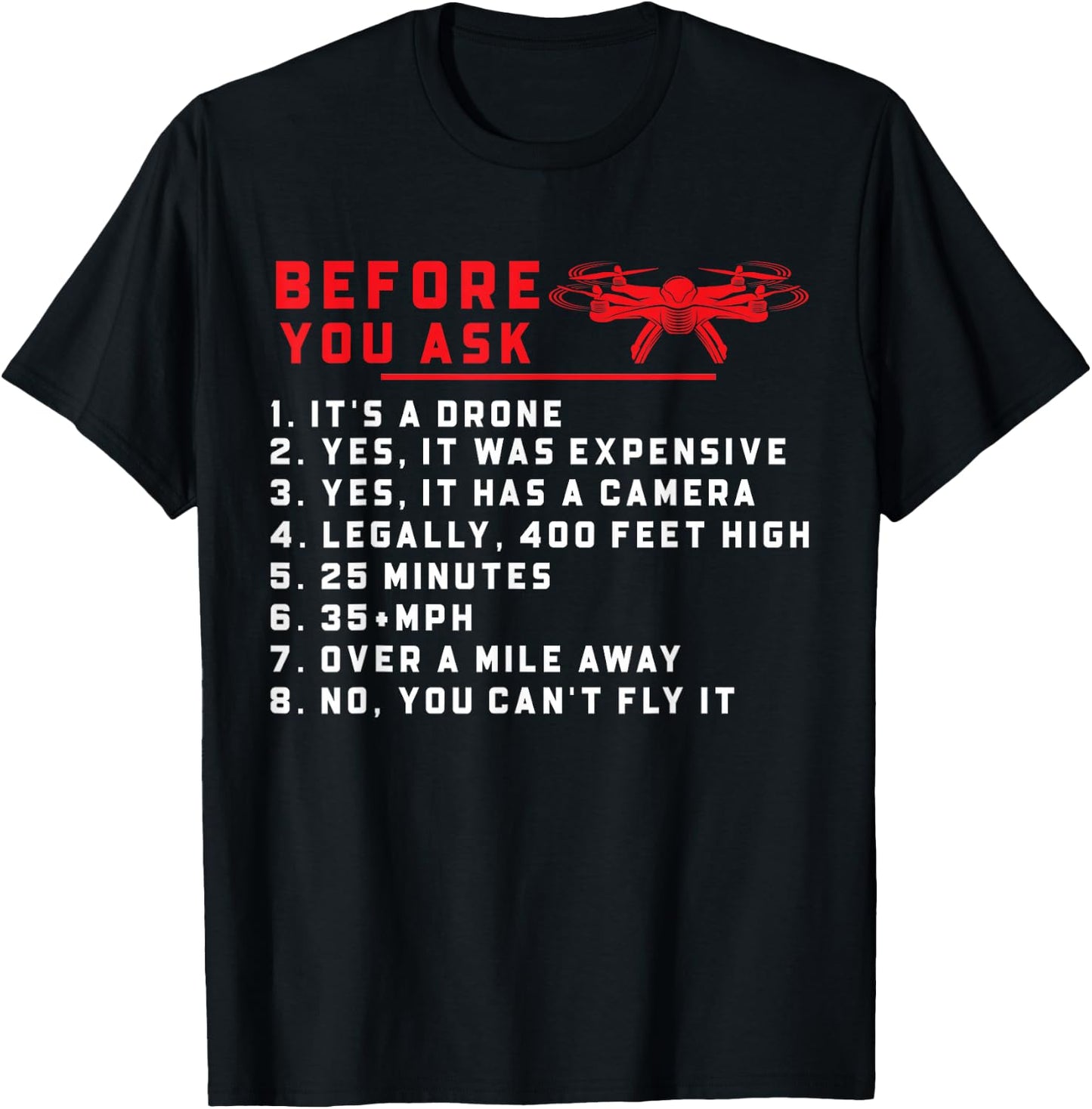 Funny Drone Quadcopter UAV Pilots T-Shirt - T-Shirt | Black