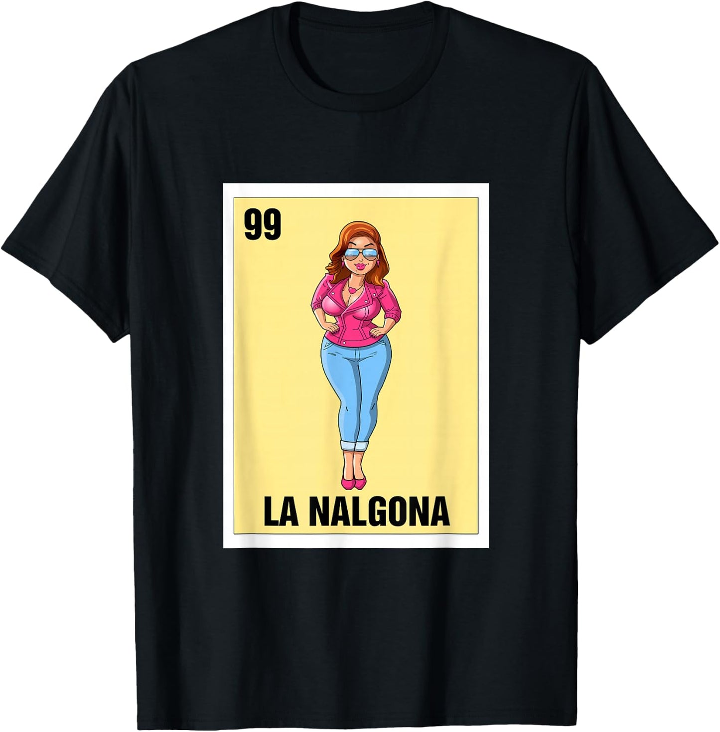 La Nalgona Mexican Bingo Card Game Funny Spanish Woman T-Shirt - T-Shirt | Black