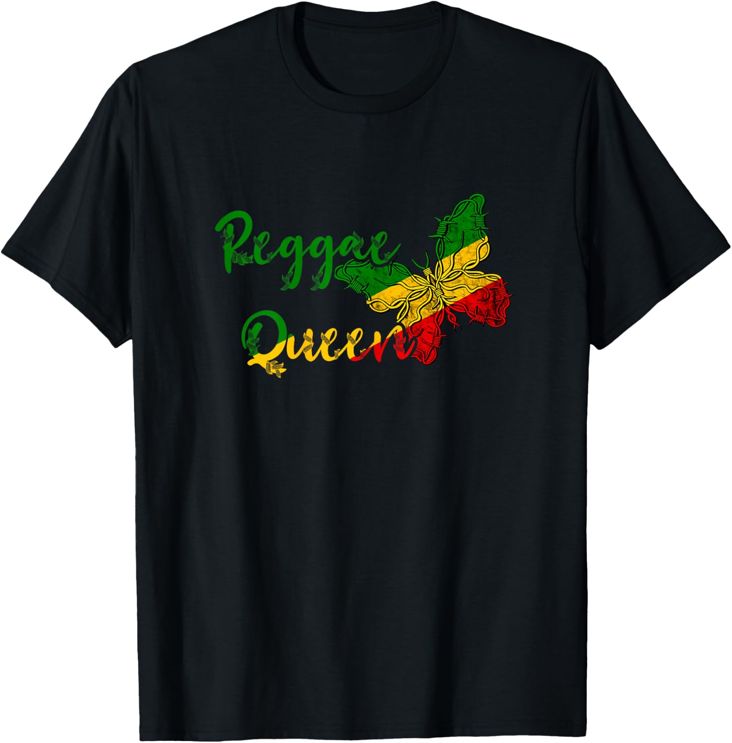 Reggae Queen Butterfly Rasta Reggae Rastafari Roots T-Shirt - T-Shirt | Black