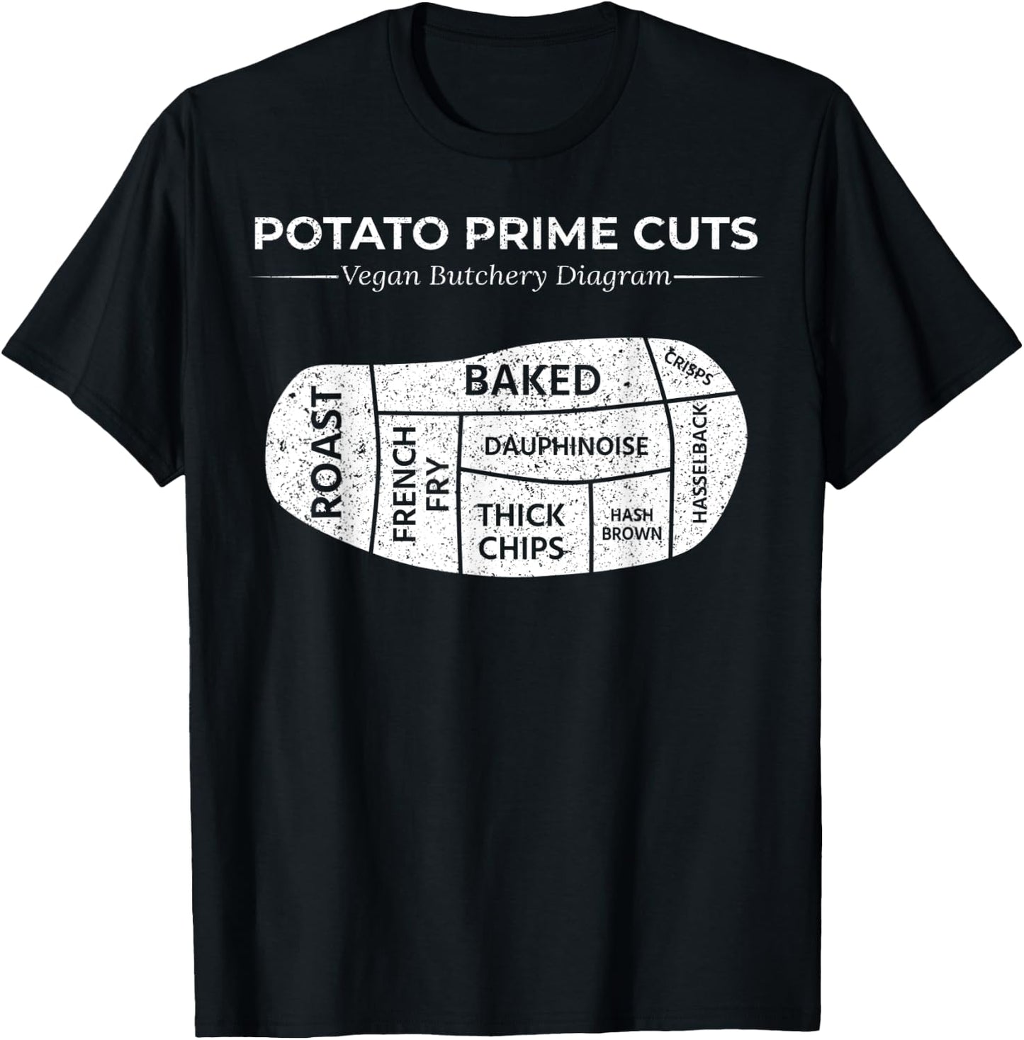 Potato Prime Cuts Funny Vegan Gift T-Shirt - T-Shirt | Black