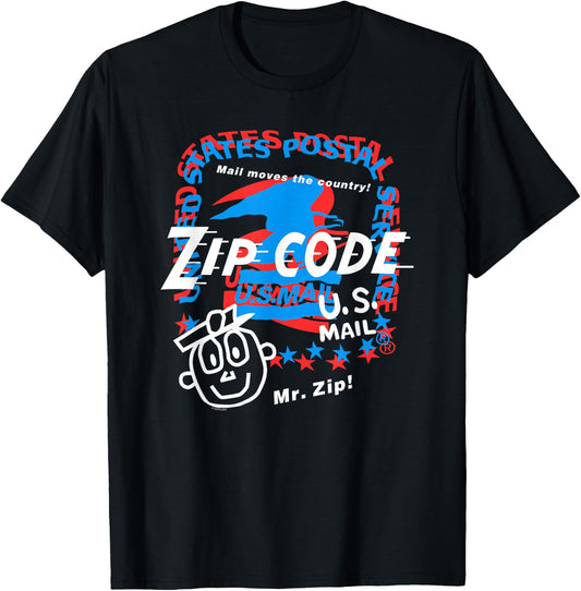 USPS Mr. Zip Collage United States Postal Service T-Shirt - T-Shirt | Black