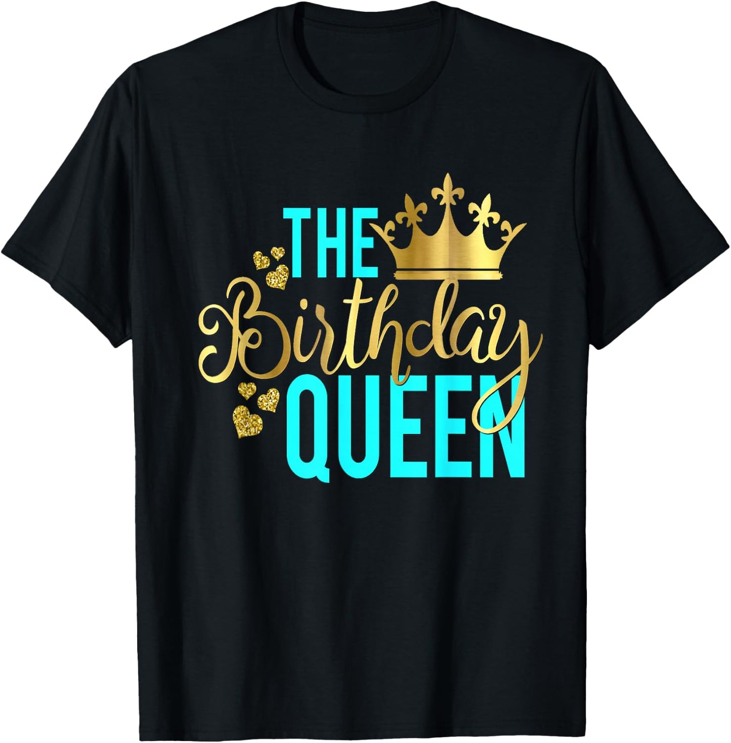The Birthday Queen Aqua Milestone Matching Squad T-Shirt - T-Shirt | Black