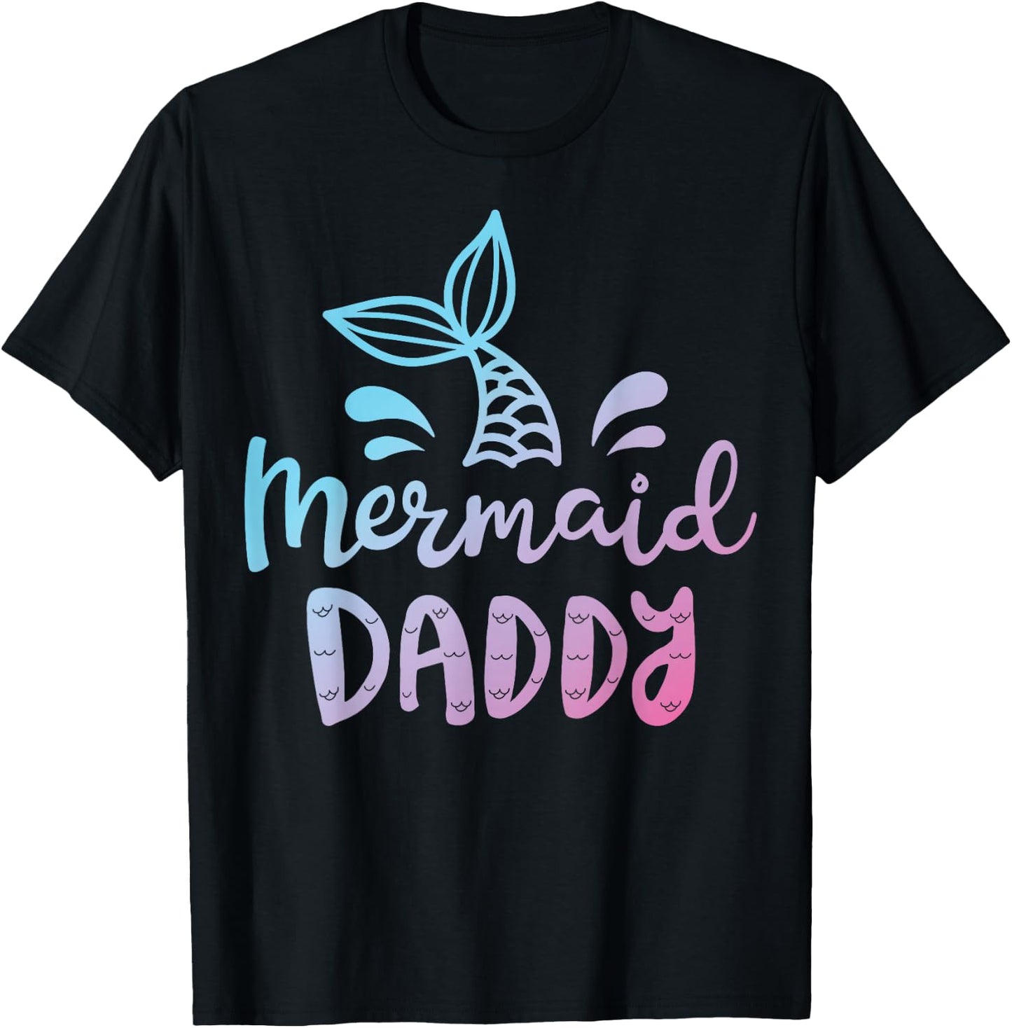 Mermaid Daddy Funny Merman Dad Dad Family Matching Birthday T-Shirt - T-Shirt | Black