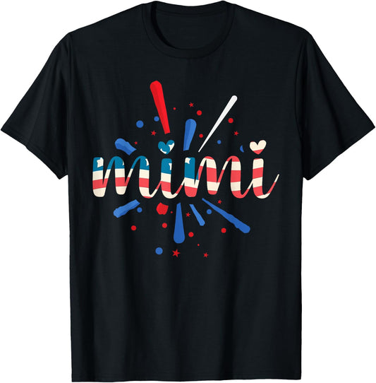 Mimi Red White & Blue USA Flag Independence Day 4th Of July T-Shirt - T-Shirt | Black