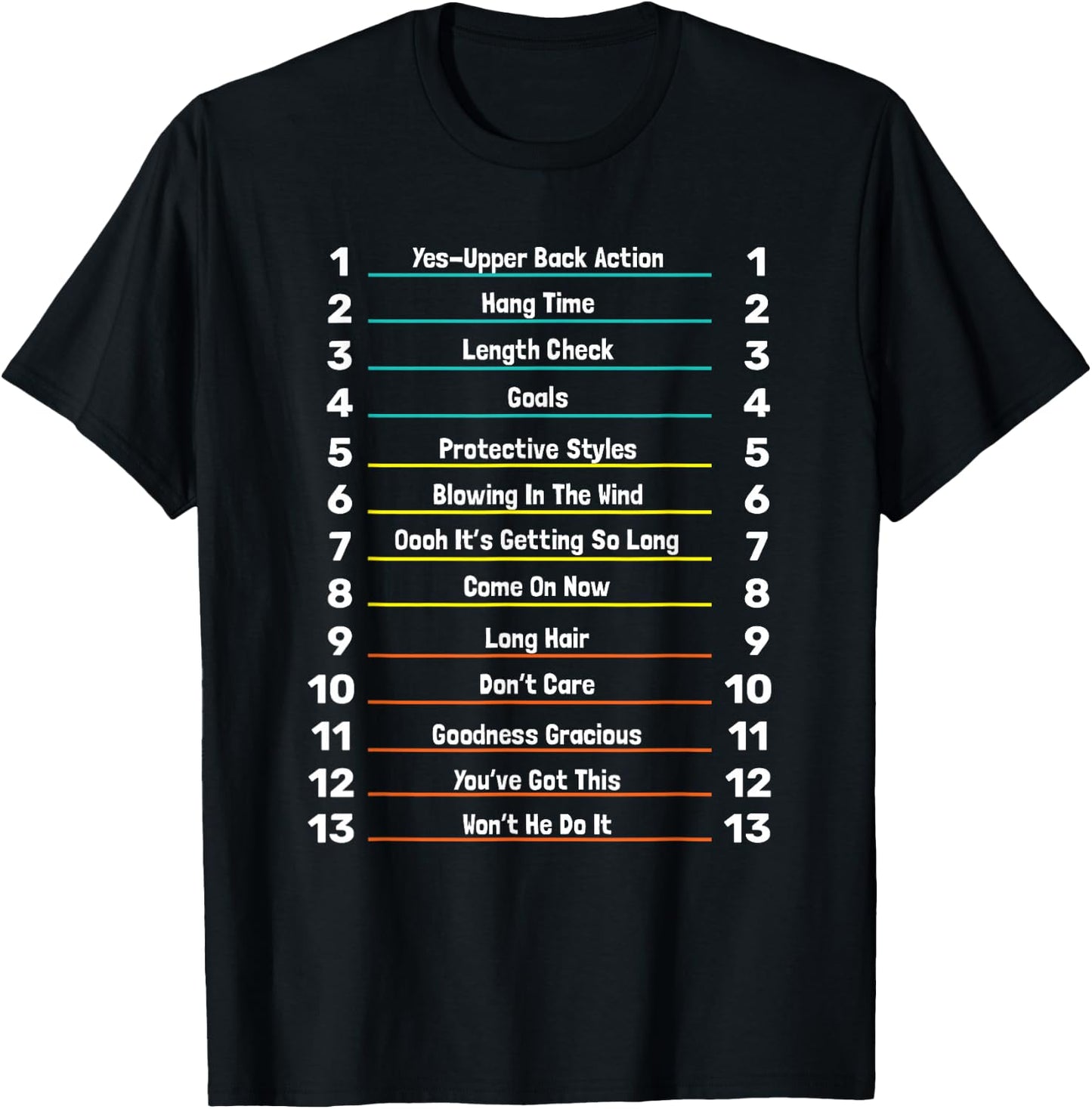 Track Your Long Natural Hair Length Check T-Shirt - T-Shirt | Black