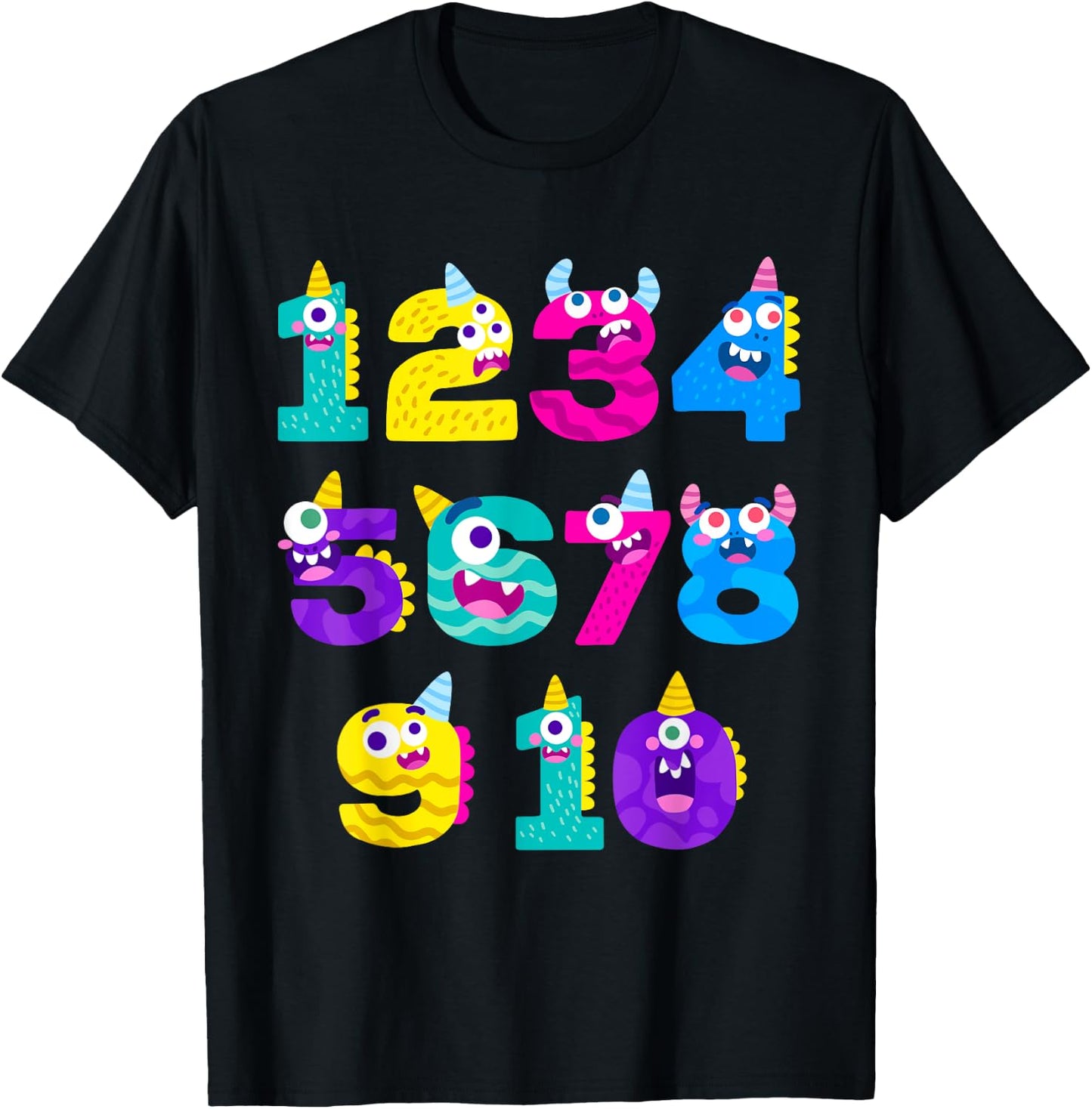 Funny Math Monster Numbers Learning | School Education T-Shirt - T-Shirt | Black