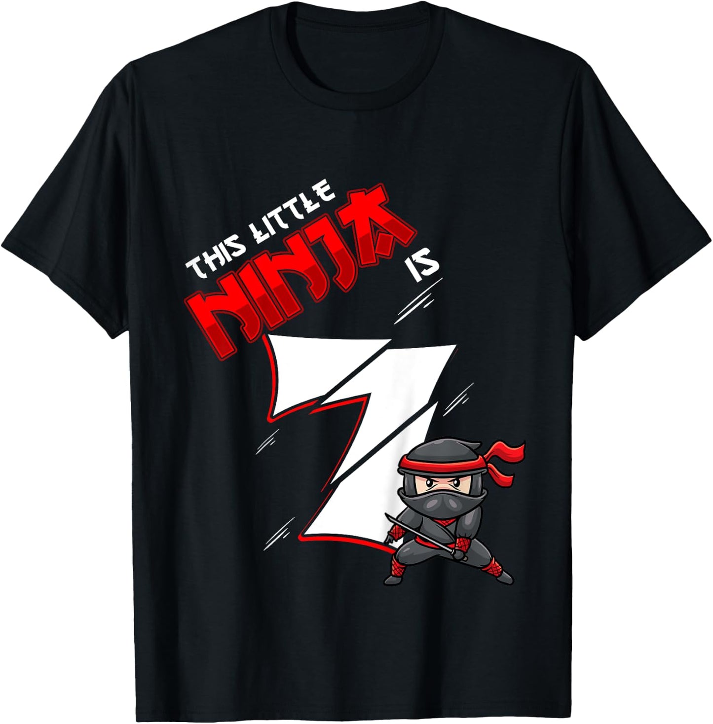 Kids 7th Birthday For Boy 7 Years Old Ninja T-Shirt - T-Shirt | Black