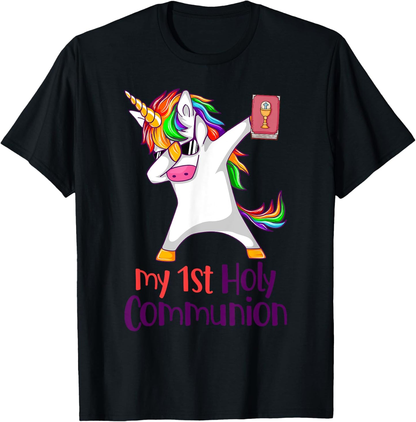 Dabbing Unicorn My 1st Holy Communion Christian Cute Unicorn T-Shirt - T-Shirt | Black