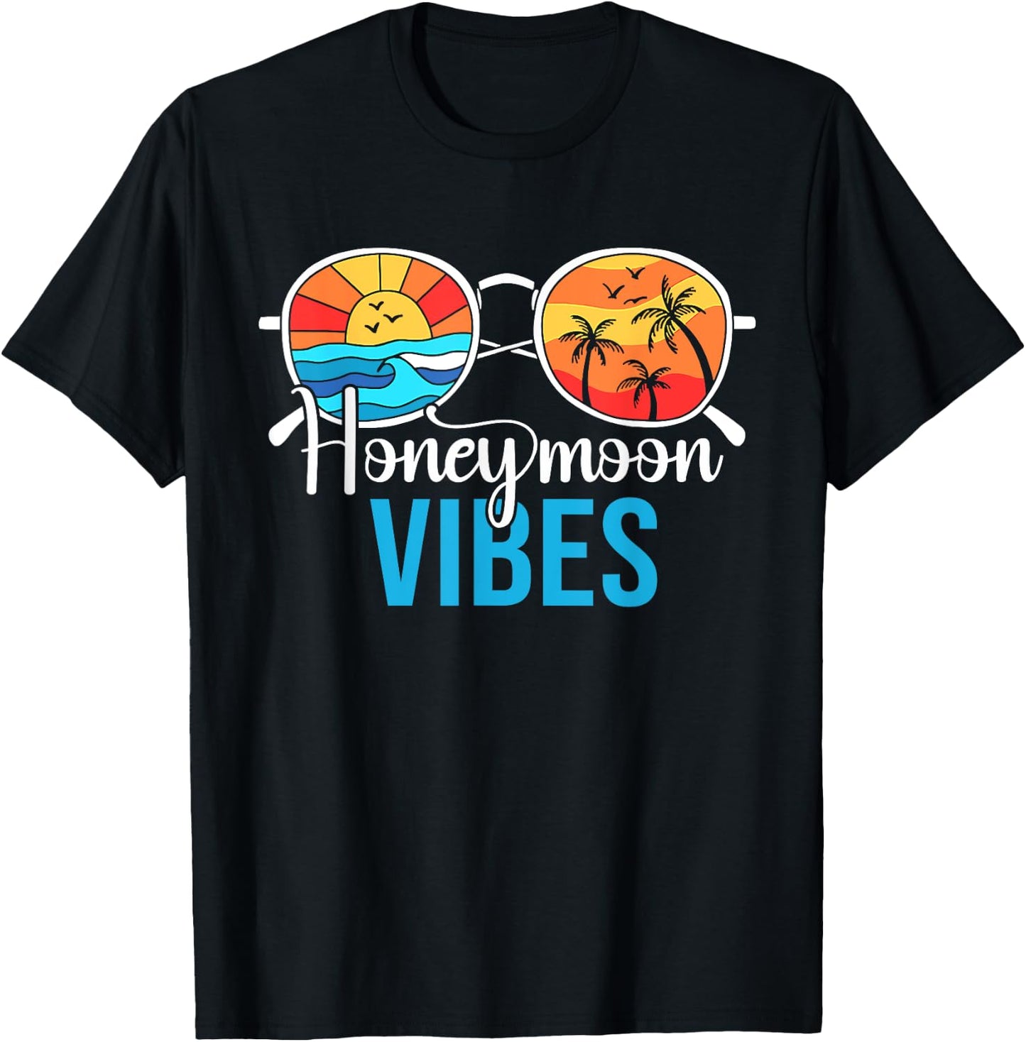 Honeymoon Vibes Couples Vacation Wedding Bride Groom T-Shirt - T-Shirt | Black