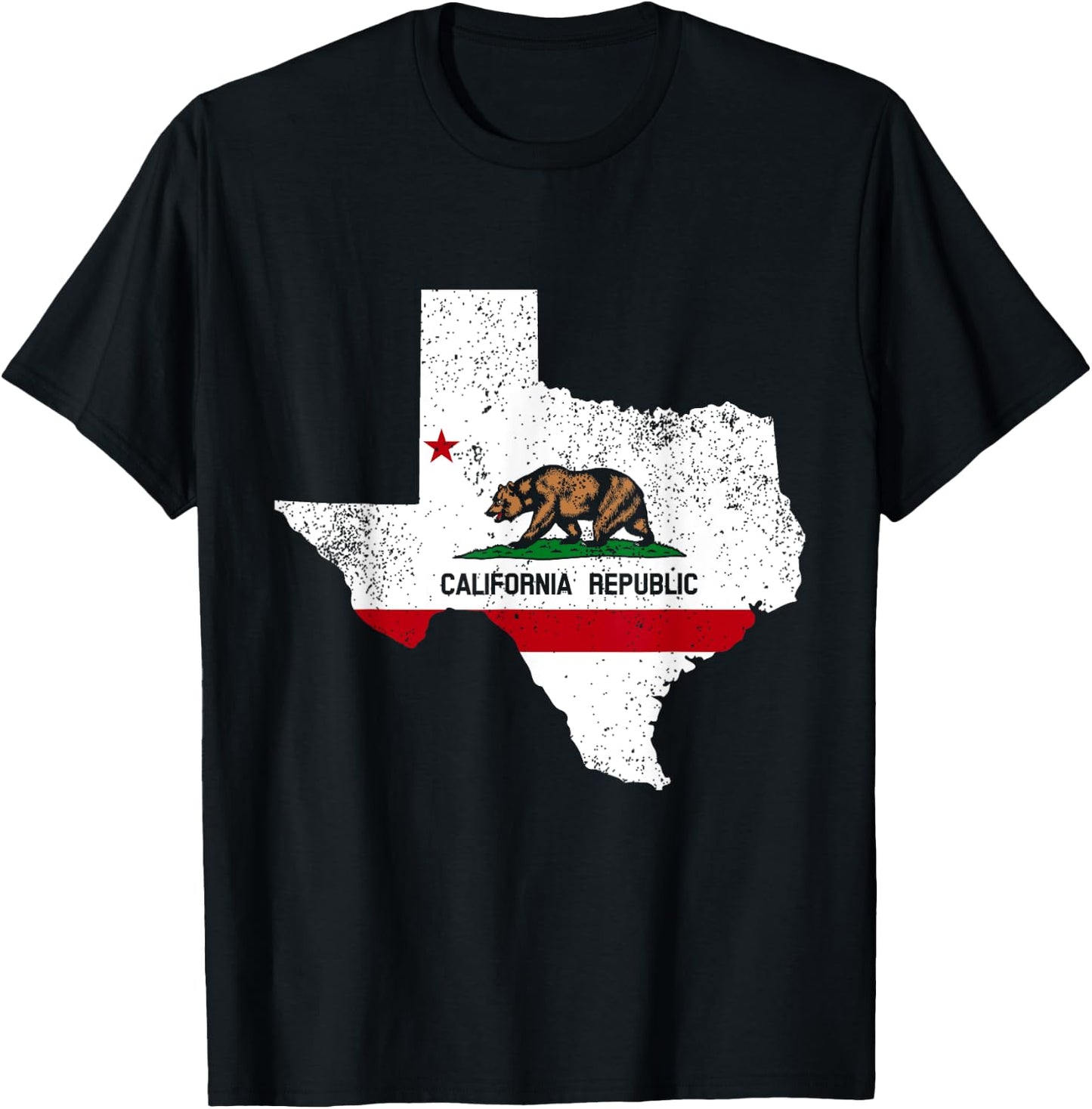 Texas California Flag - California Transplant T-Shirt - T-Shirt | Black