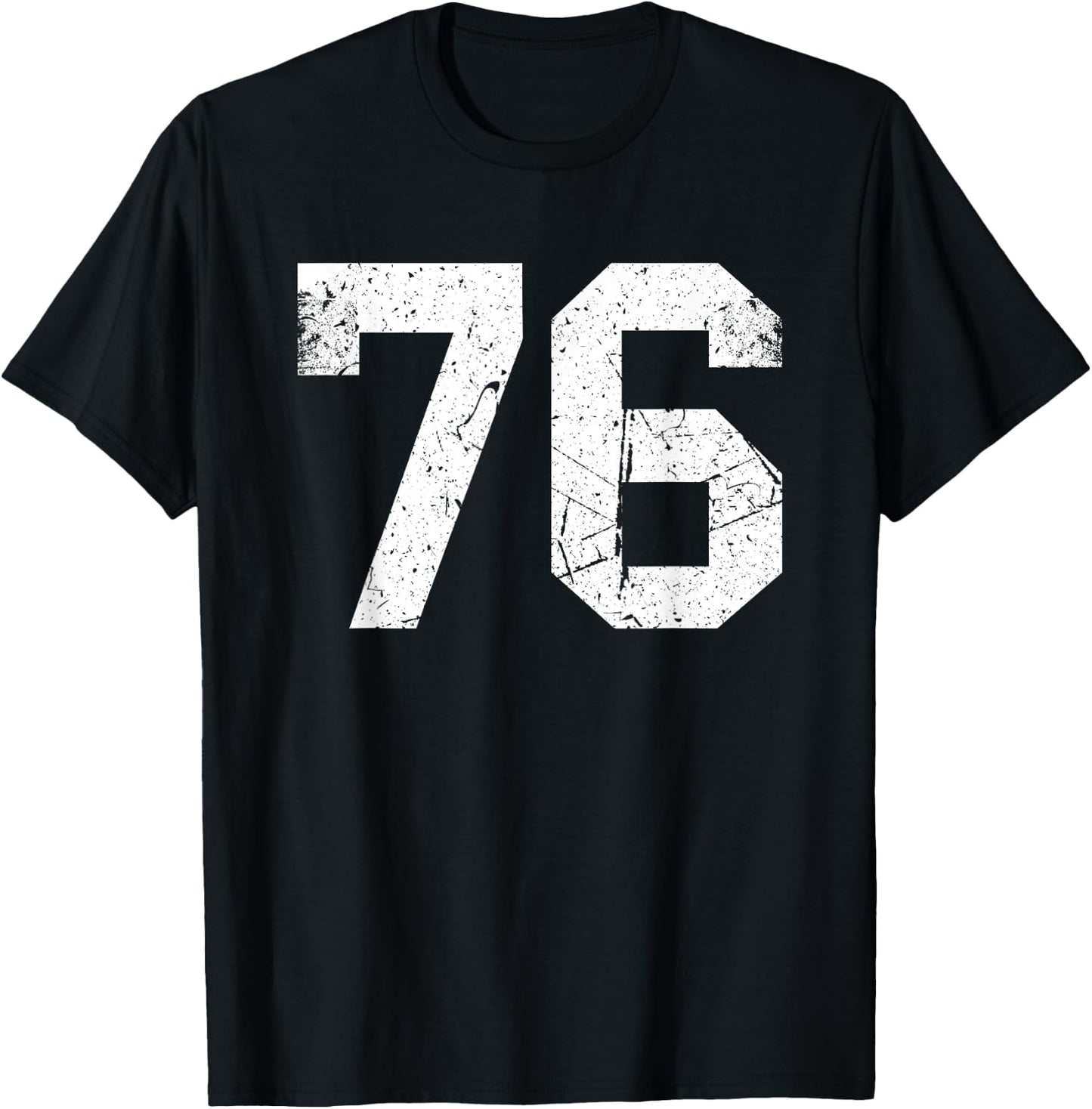Vintage Sports Team Number #76 T-Shirt - T-Shirt | Black
