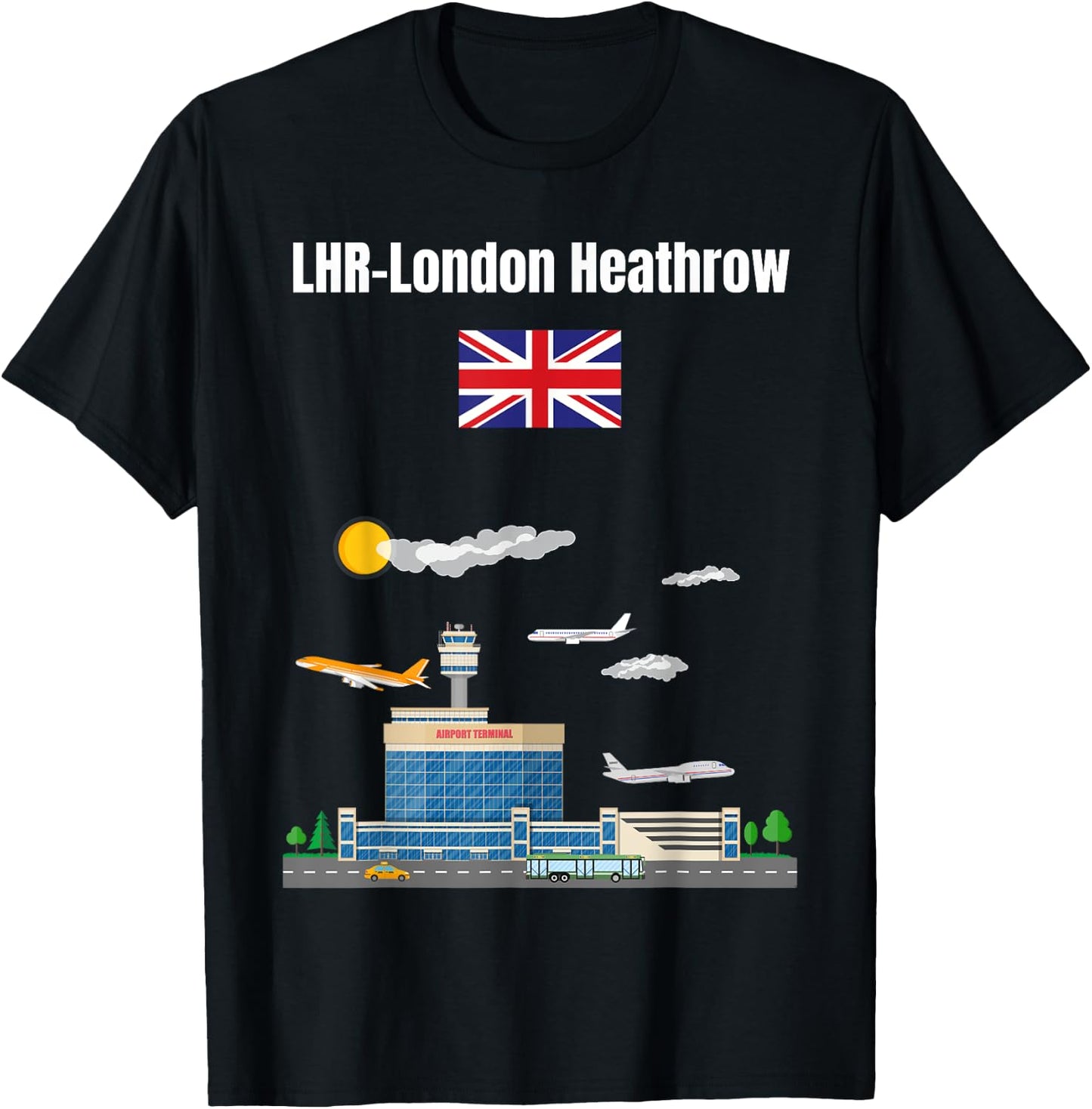 London Heathrow airport LHR airport nerd London souvenir T-Shirt - T-Shirt | Black