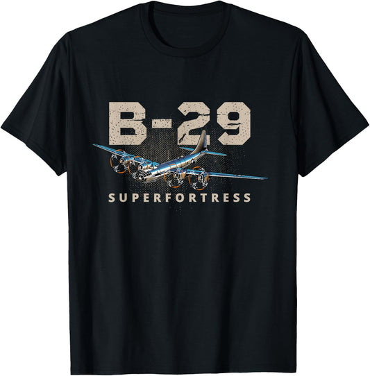 Military Warbird Airplane B29 Superfortress T-Shirt - T-Shirt | Black