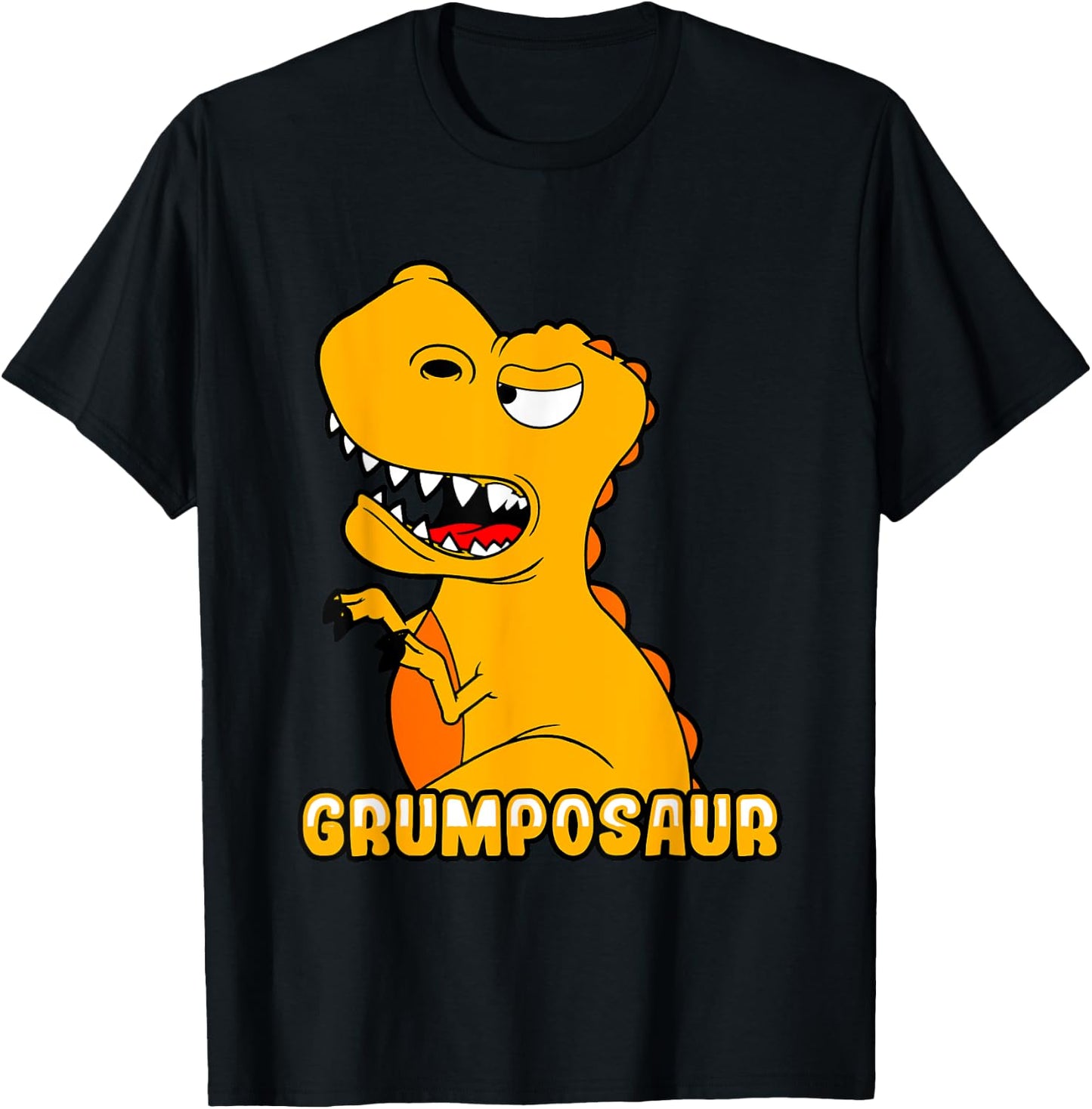 Grumpy Grumpo Dino fr Junge, Mdchen, Mann & Frau -Adults & Kids Black Short Sleeve Classic Fit Dinosaur-themed T-Shirt - T-Shirt | Black
