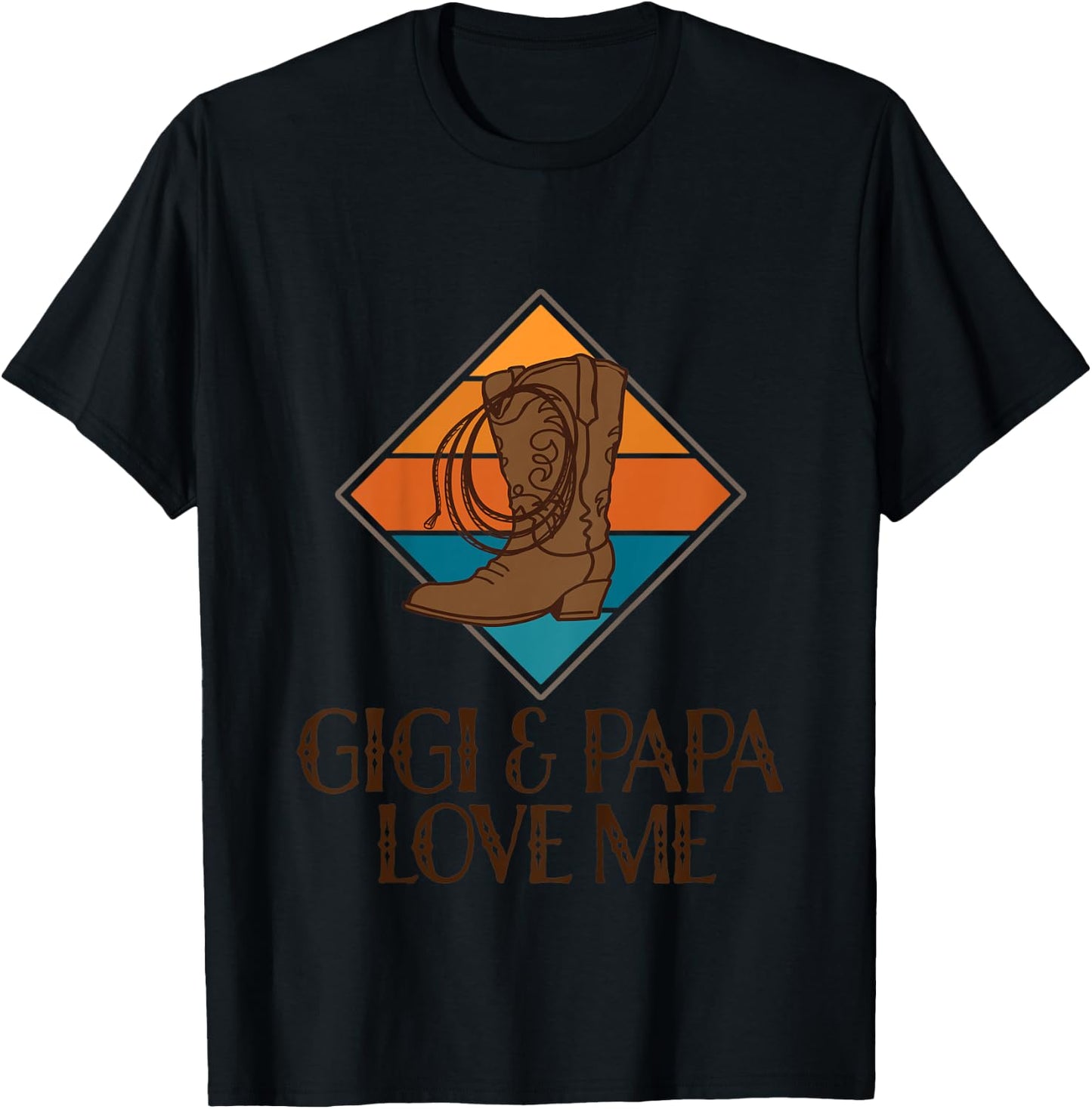 Kids Gigi and Papa Love Me Grandson Cowboy T-Shirt - T-Shirt | Black