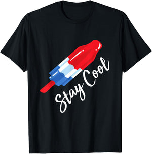 Stay Cool Rocket Pop Red White & Blue Popsicle Summer T-Shirt - T-Shirt | Black