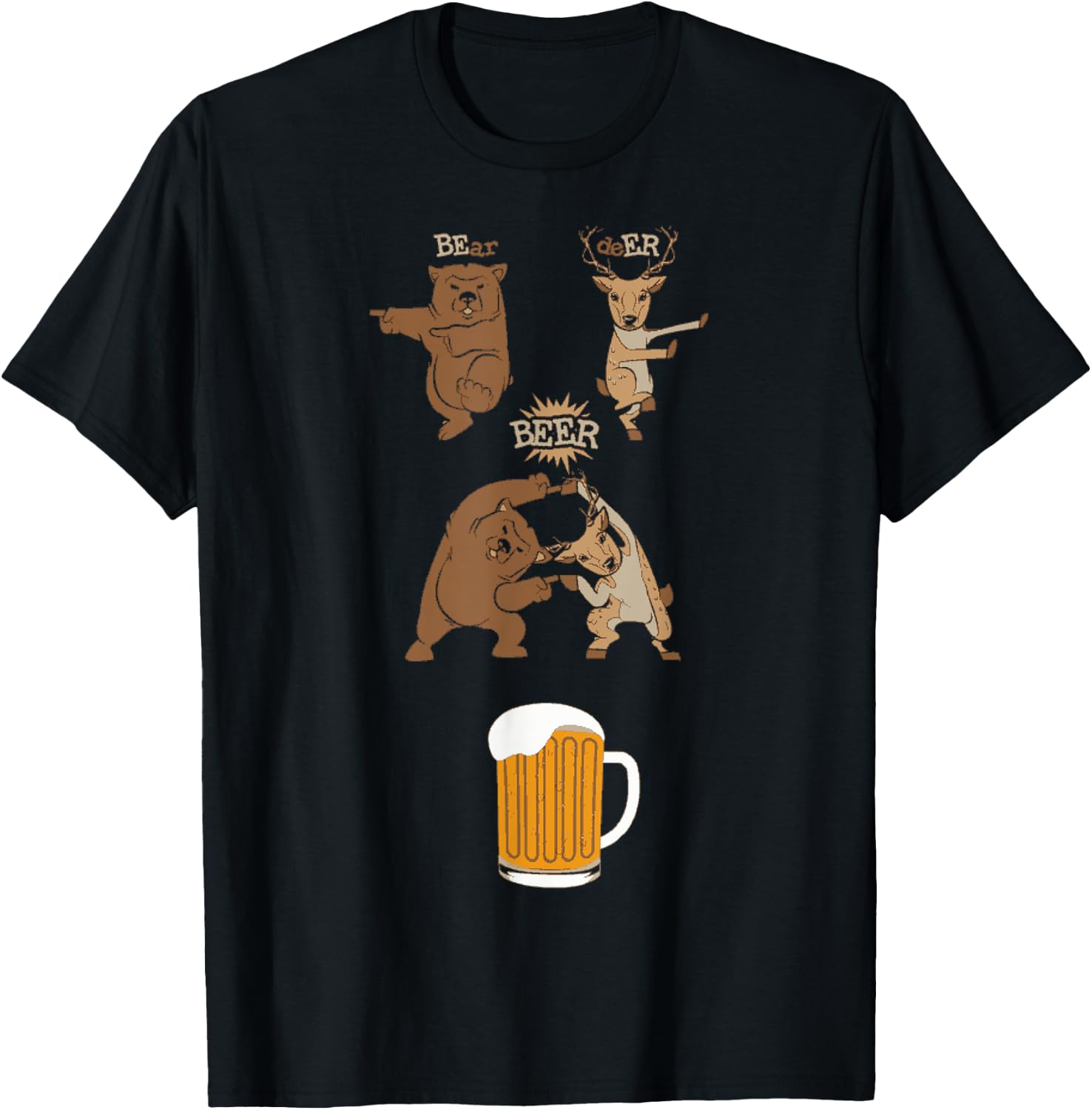 Funny Beer Saying Bear Deer Fusion Manga T-Shirt - T-Shirt | Black