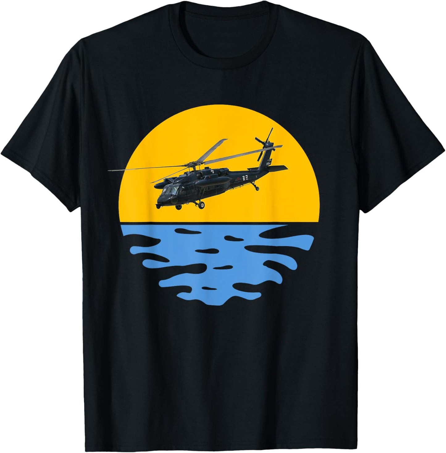 Sunset Army UH-60 Sikorsky Blackhawk Helicopter Pilot Gift T-Shirt - T-Shirt | Black