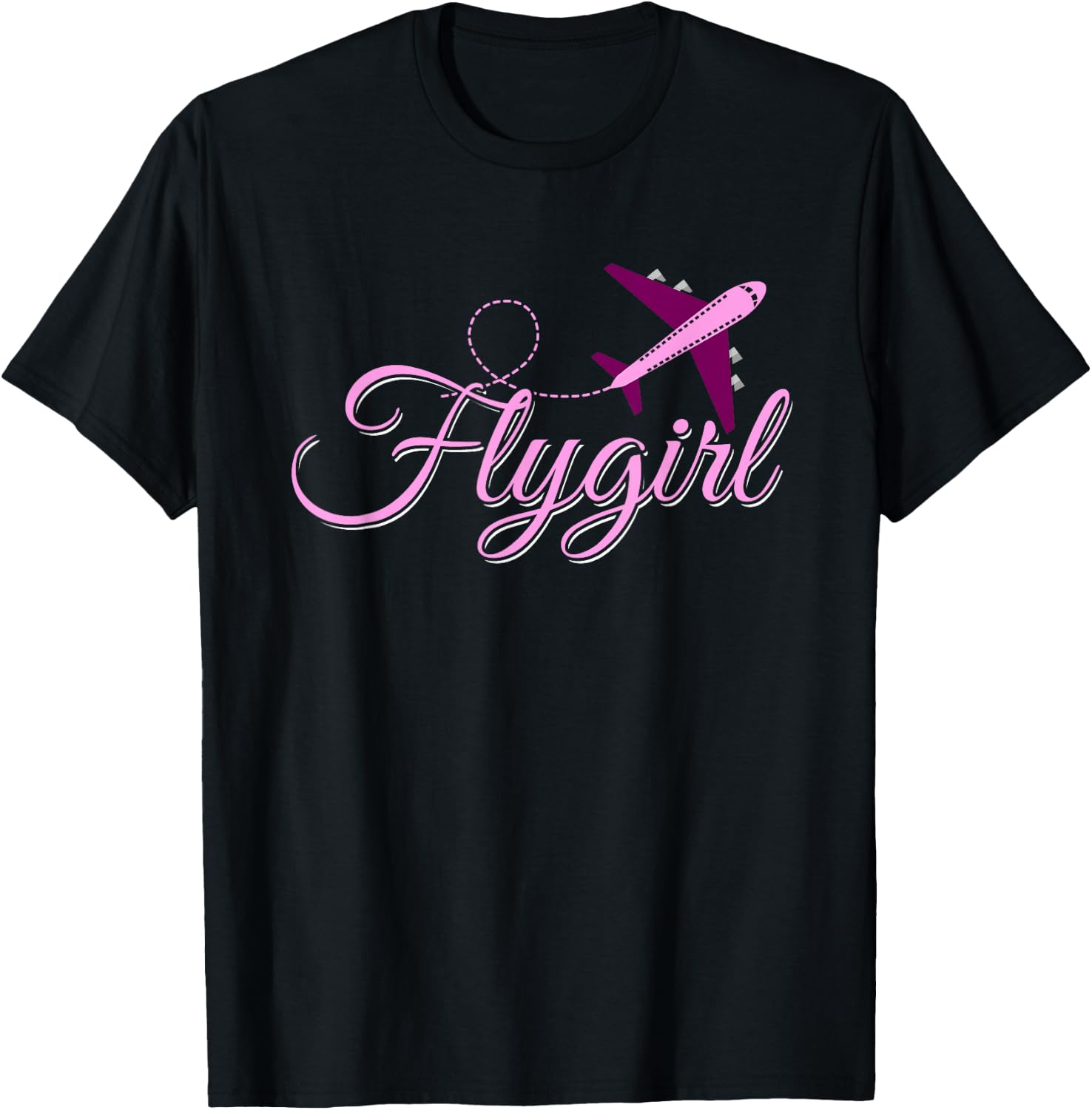 Flight Attendant Flygirl Airplane Pilot Stewardess T-Shirt - T-Shirt | Black