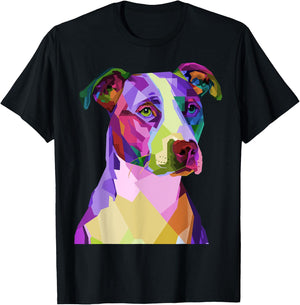 American Pitbull Terrier Pop Art Portrait for Dog Owners Men Women Kids T-Shirt - T-Shirt | Black