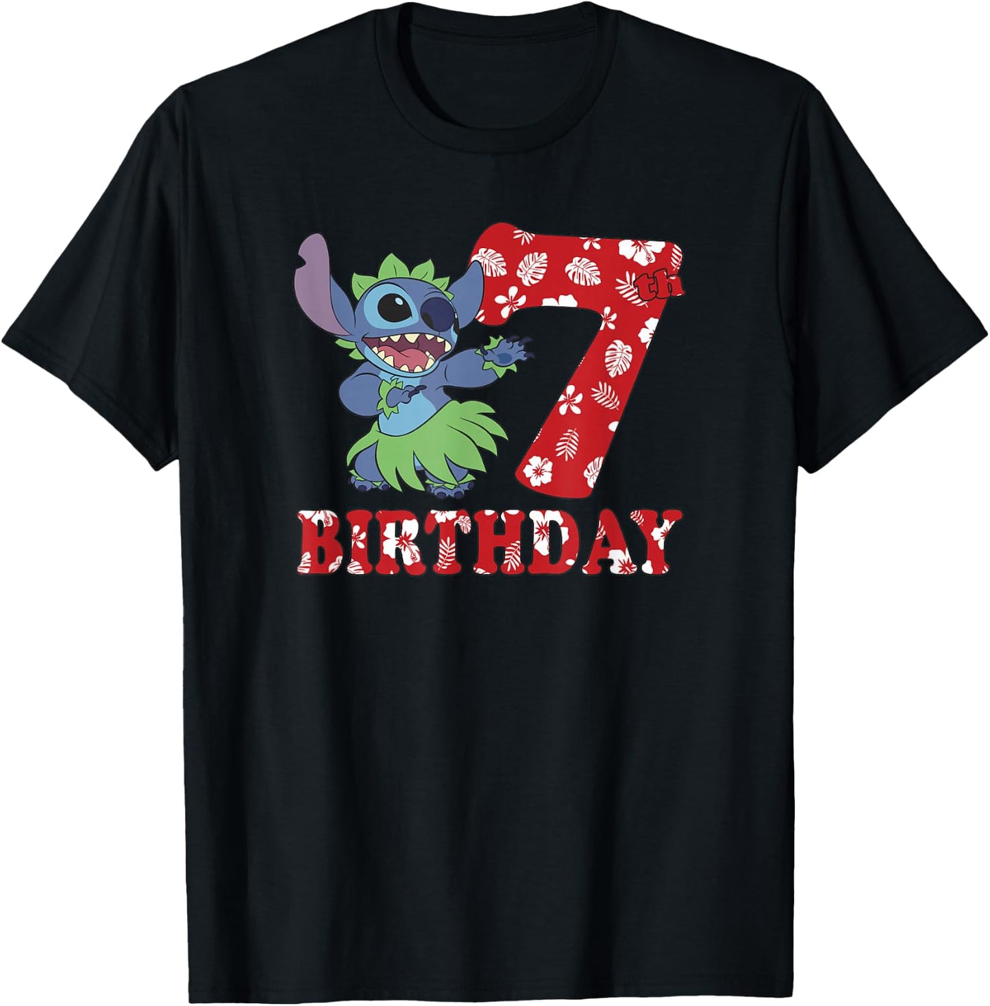 Disney Lilo & Stitch 7th Birthday Stitch Hula Dancer T-Shirt - T-Shirt | Black