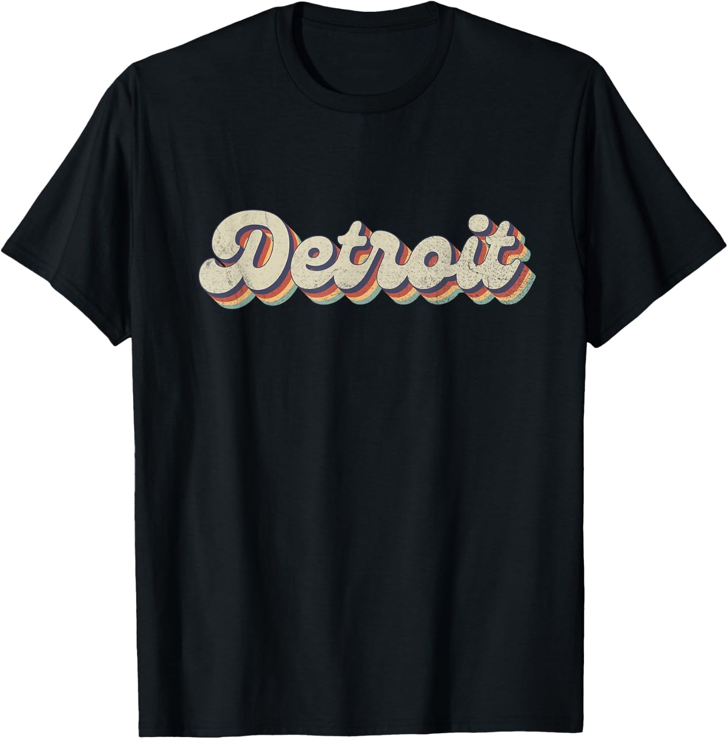 70's 80's USA City - Vintage Detroit T-Shirt - T-Shirt | Black