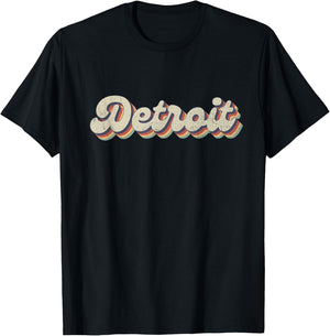 70's 80's USA City - Vintage Detroit T-Shirt - T-Shirt | Black