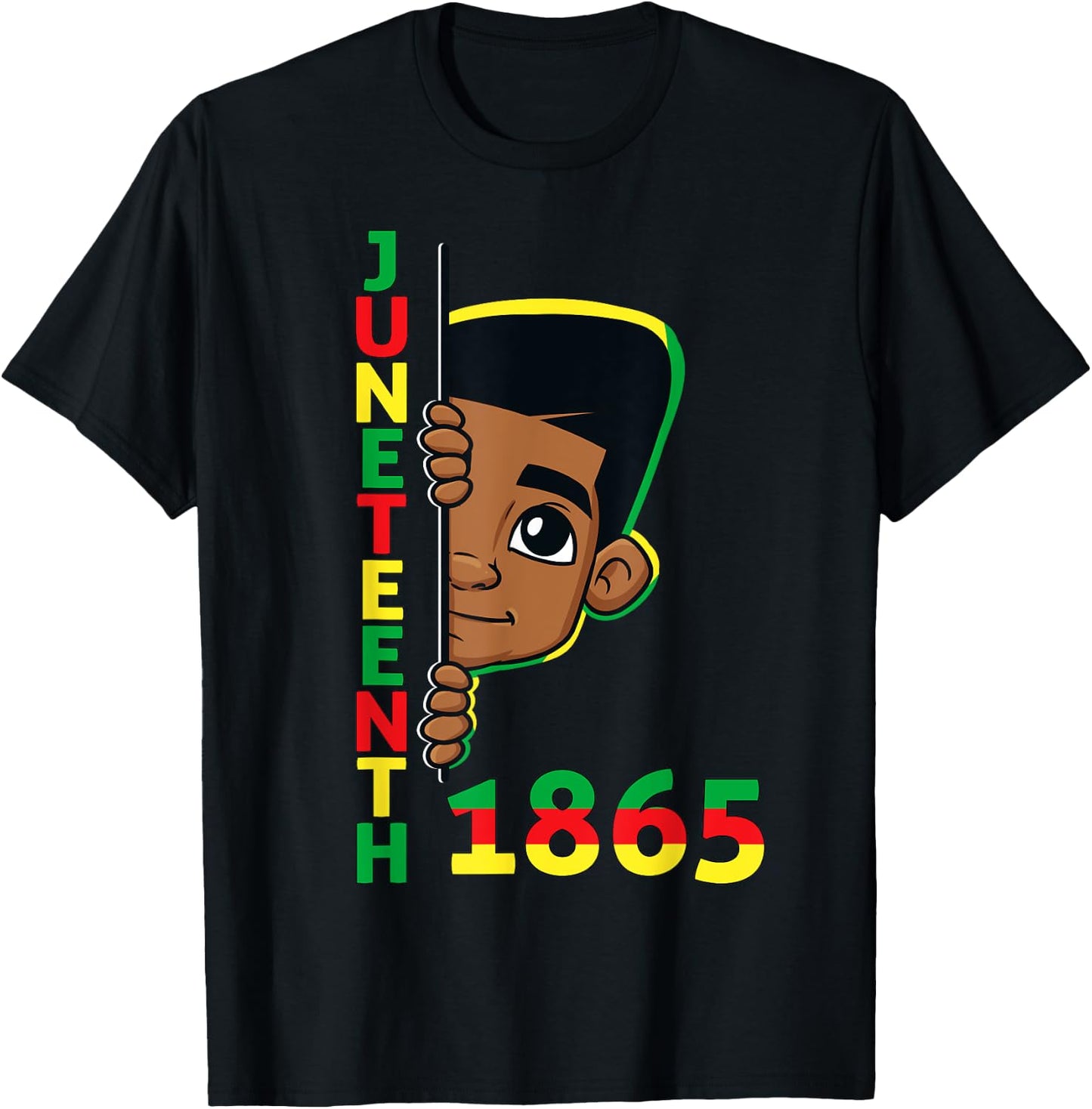 Juneteenth Celebrating 1865 Cool Brown Skin King Boys Kids T-Shirt - T-Shirt | Black