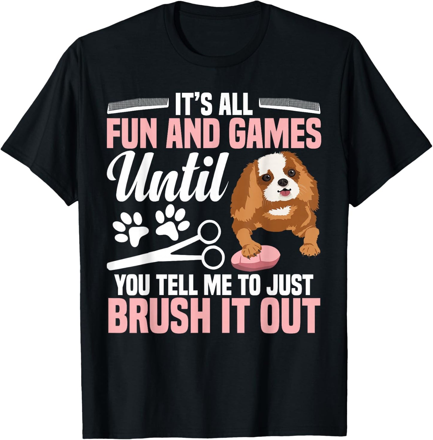 Dog Hairdresser Salon Dog Groomer Smock Dog Grooming T-Shirt - T-Shirt | Black